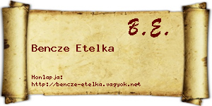 Bencze Etelka névjegykártya
